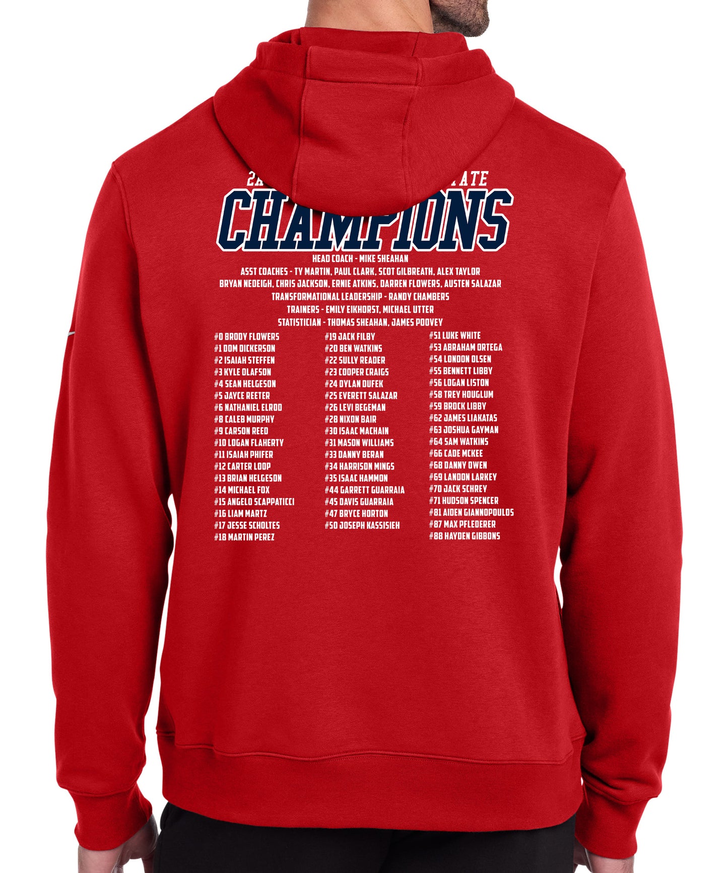 2025 State Champs - Nike Fleece Pullover Hoodie - FRONT AND BACK DESIGN