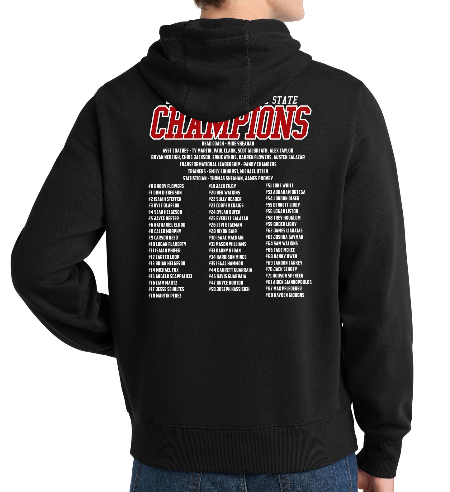 2025 State Champs - Sport-Tek Fleece Hoodie - FRONT AND BACK DESIGN