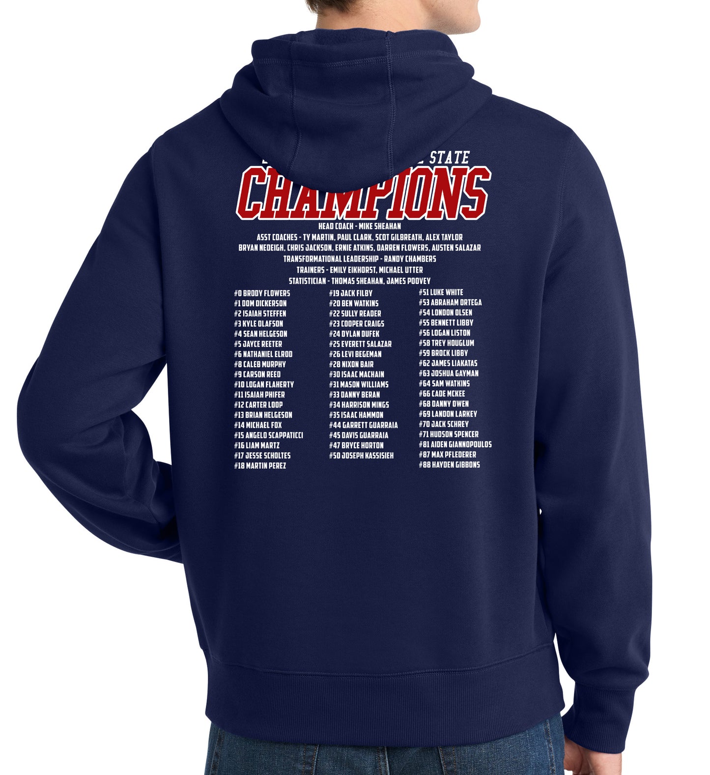 2025 State Champs - Sport-Tek Fleece Hoodie - FRONT AND BACK DESIGN