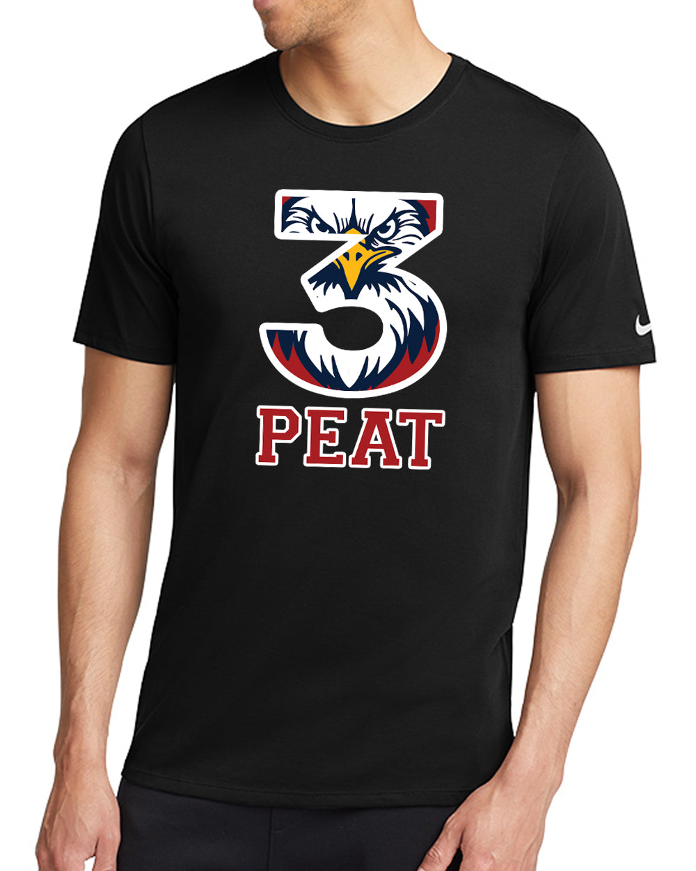 3-PEAT State Champs - Nike Cotton/Poly Blend Tee - FRONT DESIGN ONLY