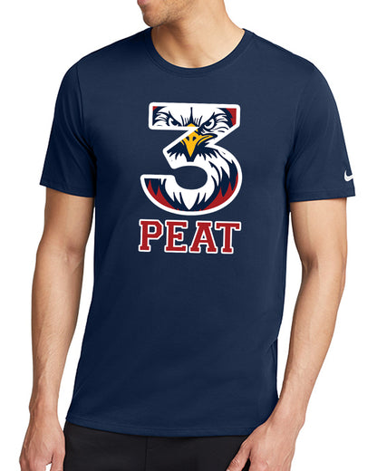 3-PEAT State Champs - Nike Cotton/Poly Blend Tee - FRONT DESIGN ONLY