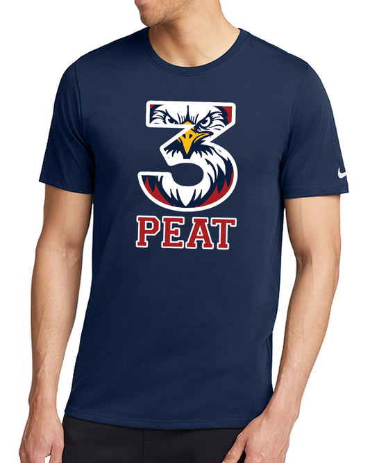 3-PEAT State Champs - Nike Cotton/Poly Blend Tee - FRONT DESIGN ONLY