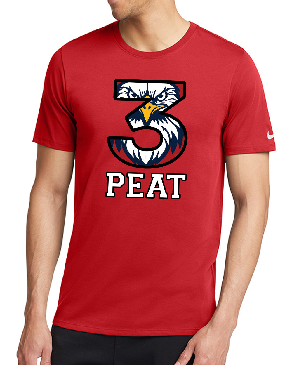 3-PEAT State Champs - Nike Cotton/Poly Blend Tee - FRONT DESIGN ONLY