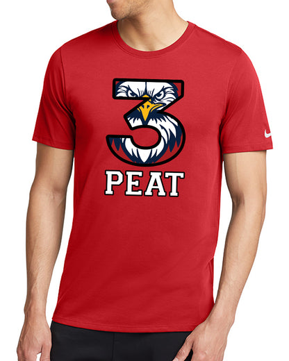 3-PEAT State Champs - Nike Cotton/Poly Blend Tee - FRONT DESIGN ONLY