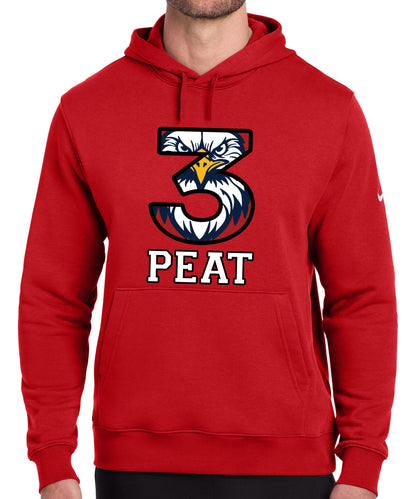 3-PEAT State Champs - Nike Fleece Pullover Hoodie - FRONT DESIGN ONLY