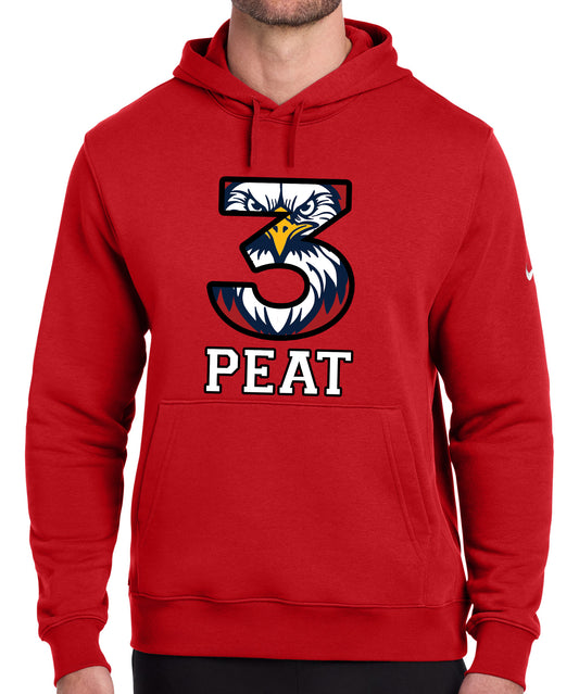3-PEAT State Champs - Nike Fleece Pullover Hoodie - FRONT DESIGN ONLY