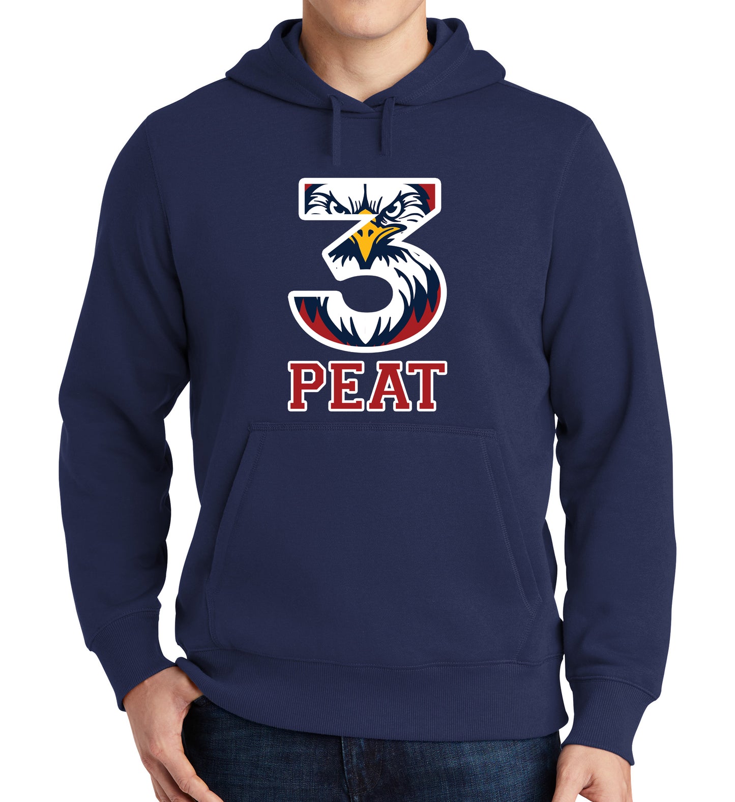 3-PEAT State Champs - Sport-Tek Fleece Hoodie - FRONT DESIGN ONLY