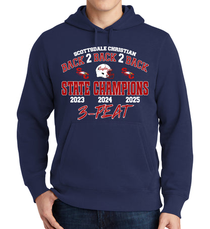 Back2Back2Back State Champs - Sport-Tek Fleece Hoodie - FRONT DESIGN ONLY