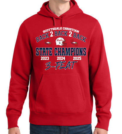 Back2Back2Back State Champs - Sport-Tek Fleece Hoodie - FRONT DESIGN ONLY