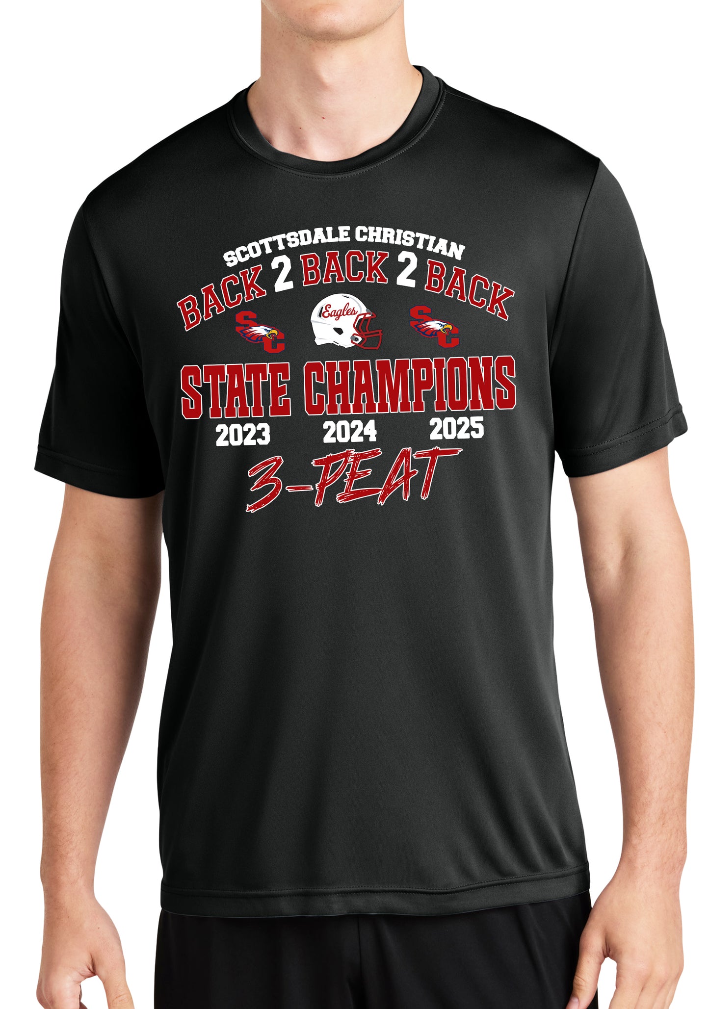 Back2Back2Back State Champs - Sport-Tek Dri-Fit Tee - FRONT DESIGN ONLY