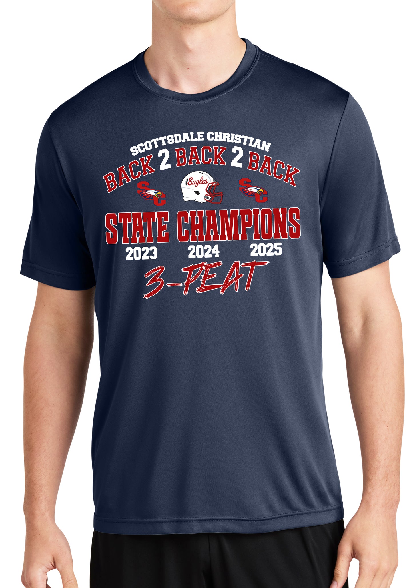 Back2Back2Back State Champs - Sport-Tek Dri-Fit Tee - FRONT DESIGN ONLY